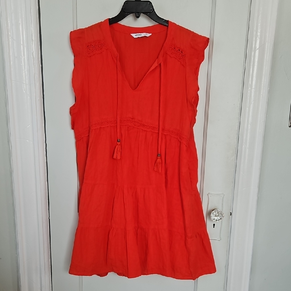 Vibrant Red Sleeveless V-NECK Dress- XXL